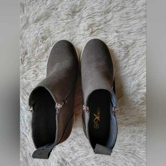 New women's Sz 6 Athlefit dual zipper fashion casual grey sneakers booties - Picture 8 of 12